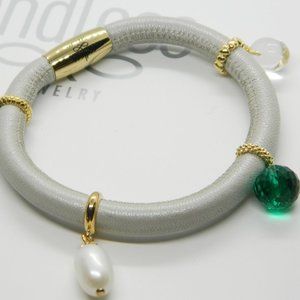 ENDLESS Pearl Leather Sterling 4 Charm Bracelet